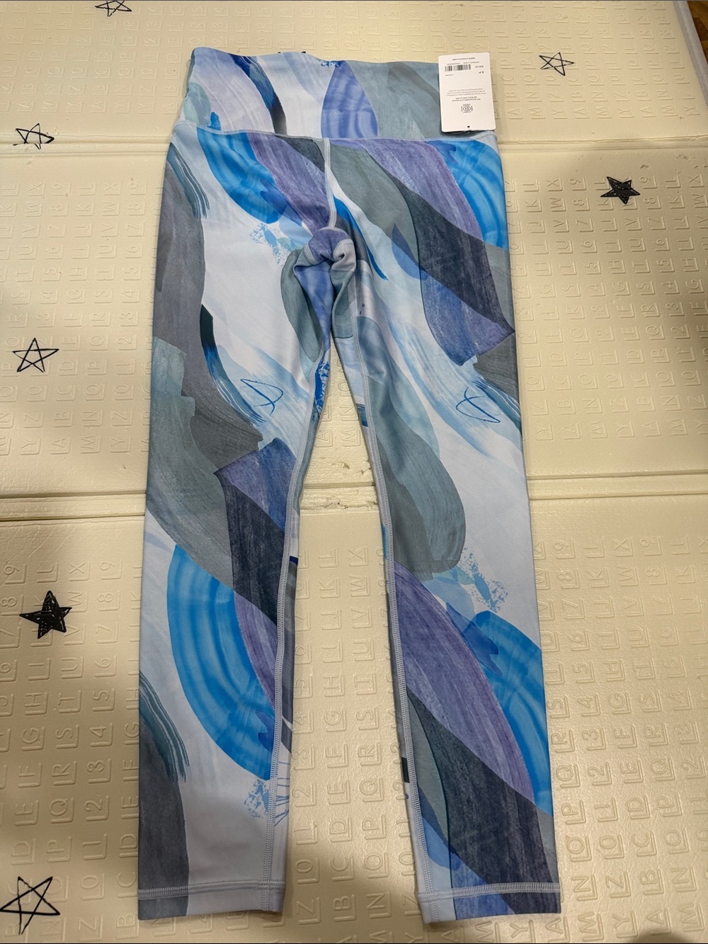Athleta Blue & Gray Abstract Print Leggings